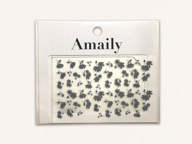 Amaily-No.1-7　花シルエット　黒
